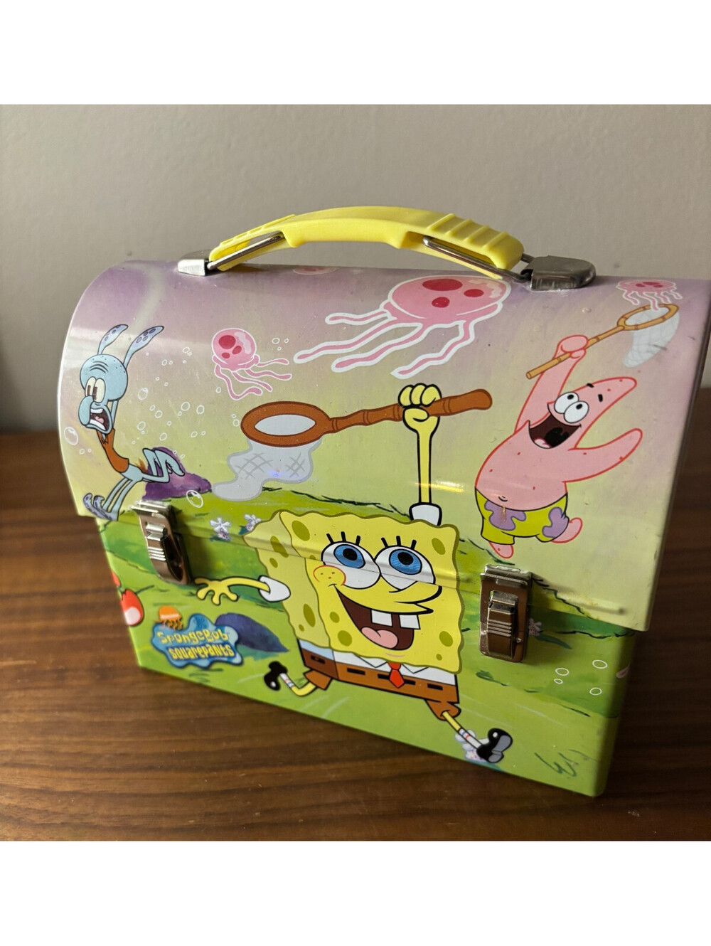 Vintage 2002 SpongeBob SquarePants Tin Dome Lunch Box (Tin Box Company)